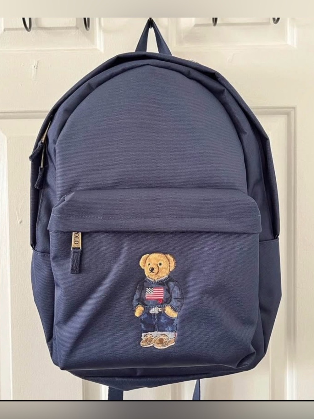 Navy Blue Polo Bear Embroidered Backpack - Polo Ralph Lauren